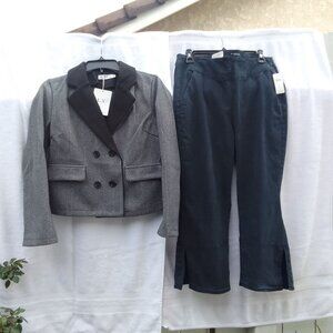 Bundle sunglasses&suit-style crop jacket&luxury stylish crop pants brand new